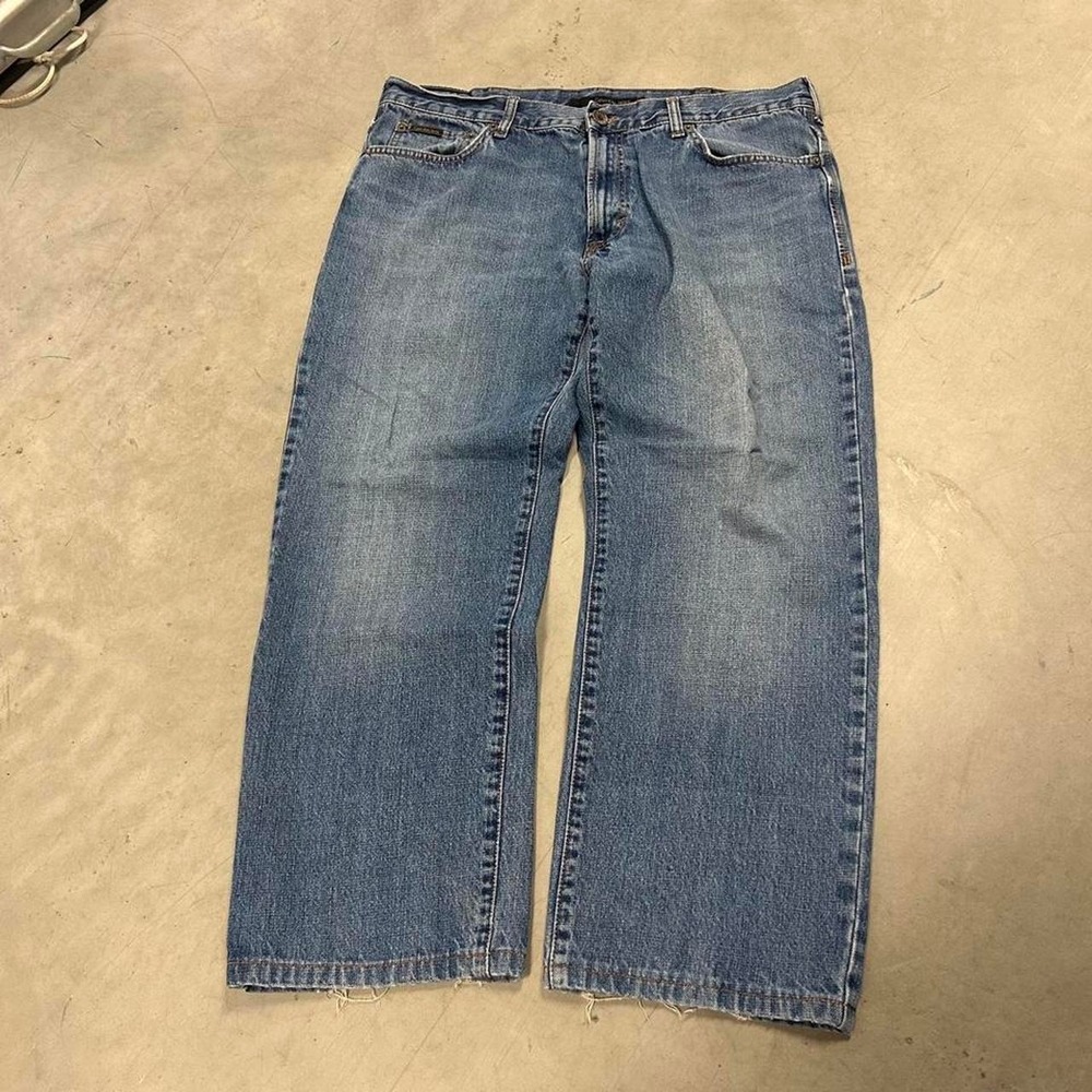 Y2K Calvin Klein Grunge Style Wide Leg Baggy‎ Loose Fit Distressed Jeans